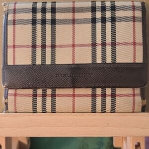Burberry Beige and Black Checkered Wallet
